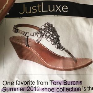Tory Burch worn once Deena chainmail wedge size 9